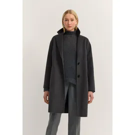 Bugatti Kurzmantel "Loose Fit", Damen, Gr. 36, grau (280, dunkelgrau), 60% Polyester, 30% Wolle, 10% sonstige Fasern, unifarben, loose fit, normaler Saum, Mäntel Kurzmantel, mit Knopfleiste und aus weichem Woll-Mix