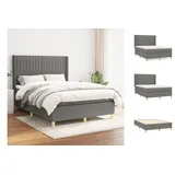 vidaXL Boxspringbett mit Matratze Dunkelgrau 140x190 cm Stoff