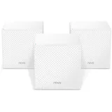Tenda Nova MW12 Mesh WLAN System - AC2100 Tri-Band WLAN Mesh System - empfohlen für Häuser mit 3-4 Schlafzimmern - 9X Gigabit Port - Ersetzt Router & Repeater - APP Steuerung - 3er Pack