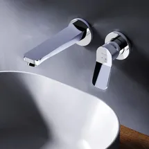 AM.PM Einhebel-Waschtischarmatur Wandmontage Badarmatur Unterputz Wandarmatur aus Messing Waschtischarmatur Waschbeckenarmatur Wasserhahn Bad Armatur Duscharmatur Ei...