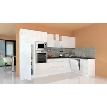 Respekta Winkelküche Lorena L-Form 345 x 175 cm E-Geräte weiß hochglänzend