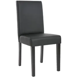 Mendler 2er-Set Esszimmerstuhl Stuhl Küchenstuhl Littau ~ Kunstleder, schwarz matt, dunkle Beine