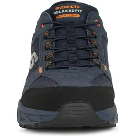SKECHERS Oak Canyon Consistent Winne Herren-Sneaker, freihändig, Marineblaues Leder, Textil, orangefarbener Besatz, 43 EU