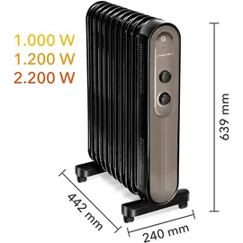 Trotec Ölradiator TRH 24 E | Heizer | Beheizung | 2.200 W Leistung