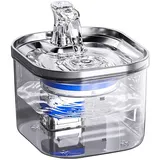 OWill Katzenbrunnen,Trinkbrunnen für Katze 2L,Wasserhahn-Design,Super Silent Katzen Trinkbrunnen,Katzenbrunnen für den Innenbereich,mit 2 Aktivkohlefilter,Leicht zu Reinigen,für Katze Hunde