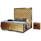 JVmoebel Schlafzimmer-Set, Boxspringbett Bett 2x Nachttisch 3 tlg. Schlafzimmer Set Möbel braun