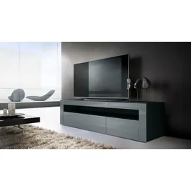 Vladon Valencia Lowboard 155 x 46 x 40 cm Grau/Schwarz matt/Hochglanz MDF/Spanplatte