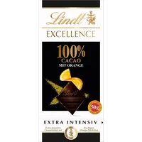 Lindt Schokolade | EXCELLENCE Tafel 100% mit Orange | 50g | extra dünne Zartbitter-Schokolade mit 100% Kakao und fruchtigen Orangestückchen | vegane Schokoladen-Tafel (Packung mit 5)