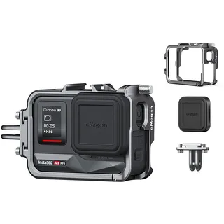 Rszfnjxry Aluminium-Metallrahmen, Käfig-Tasche mit Silikon-Objektivdeckel Zubehör für Insta360 Ace Pro 2/Ace Pro/Ace Kamera-Zubehör-Set
