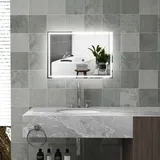 Homcom Badspiegel mit LED-Leuchte, 70 x 50 cm Silber