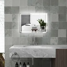 Homcom Badspiegel mit LED-Leuchte, 70 x 50 cm Silber