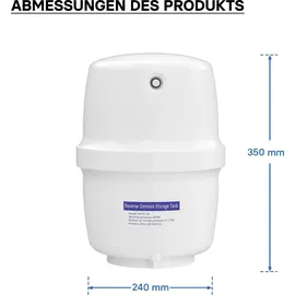 Naturewater 3 G Wassertank (11,35 L) für Umkehrosmose Wasser, Container lebensmittelecht, Vorratsbehälter mit Membran aus Butylkautschuk