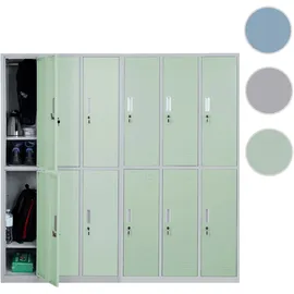 Mendler Schließfach Boston T829, Schließfachschrank Wertfachschrank Spind, Metall 12 Fächer ~ grün