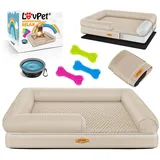 Lovpet Tierbett, Orthopädisches Hundebett Hundekissen Hundekorb Relax beige