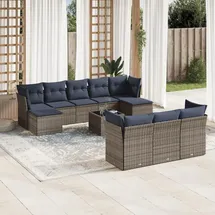 vidaXL Gartensofa-Set 11-tlg. grau Polyrattan