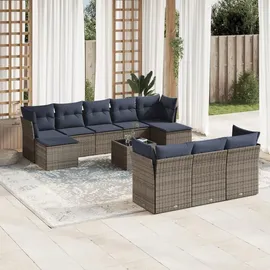 vidaXL Gartensofa-Set 11-tlg. grau Polyrattan