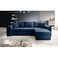 Luxusbetten24 Schlafsofa Designer Sofa Denver, mit Stauraum und Schlaffunktion blau