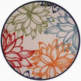 Sanat Teppich SANAT "Floral 2 Outdoor", bunt (multi), H:6mm Ø:200cm, Kunstfaser, Teppiche, Teppich, In- und Outdoor geeignet, florales Design, Balkon, Terasse