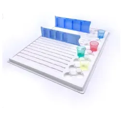 Medikamenten-Tablett für 19 Dispenser und 19 Medizinbecher, Tablett zum sicheren Transport von Arzneimitteln, Patienten- und Stationsbedarf, 1 Tablett - Maße: 44 cm x 34 cm, Farbe: weiß