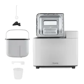 h.koenig BAKE440 Brotmaschine, 15 Programme, 3 Brotgrößen, bis zu 1 kg Brot, Startvorwahl/Warmhaltefunktion, abnehmbarer Behälter, antihaftbeschichtet, LCD-Display, 600 W