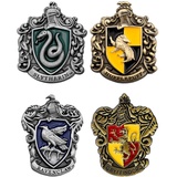 Funidelia | Harry Potter vier Häuser Pins Set 4 Stück für Herren und Damen Hogwarts, Zauberer, Film und Serien - Zubehör für Erwachsene, Zubehör für Kostüm - Braun