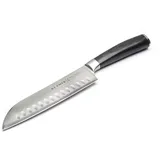 Klamer Premium Santoku Damastmesser echter japanischer Stahl 18 cm Kochmesser