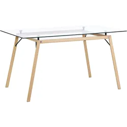 Esstisch KAMINA Hellbraun 140 cm 80 cm Sicherheitsglas
