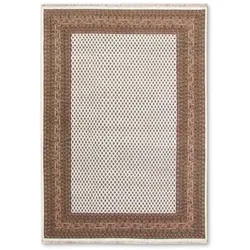 Orientteppich Mir Boteh Plain 70 x 140 cm Wolle Beige