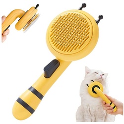 SOTOR Haarbürste Katzenbürste,Hundebürste,Epilierer, Lang- und Kurzhaar-Haustierbürste, 1-tlg., saubere Tierhaare mit einem Klick von der Bürste gelb