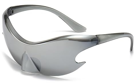 LJCZKA Randlose y2k Sonnenbrille Damen Herren Futuristische Sonnenbrille Sportbrille Radsportbrille One Piece UV-Schutz