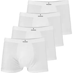 RAGMAN Herren Boxershorts, 4er Pack - Unterwäsche, Unterhose, Baumwollmischung, Logo, einfarbig Weiß 3XL