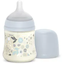 Suavinex Suavinex, 150 ml Babyflasche, SX Pro Silikon-Sauger, Antikolik-Ventil. Flasche mit langsamen Fluss-Sauger (S). Babys +0 Monate und Neugeborene. Wonderland, Blumen, Blau