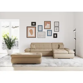 DOMO collection Eckcouch Kunstleder 3-Sitzer Braun