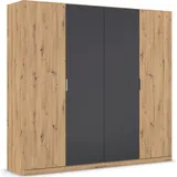 Rauch Drehtürenschrank "Monza", grau (eiche artisan, graumetallic), B:226cm H:210cm T:54cm, Holzwerkstoff, Schränke, Drehtürenschrank, in trendigen Farbkombinationen, mit viel Stauraum