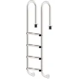 Zelsius V2A Edelstahl Poolleiter mit 4 Stufen | 50,2 x 36,5 x 183 cm - Silber | mit Rutschsicherung | Schwimmbadleiter für Pool und Schwimmbecken | Pool Einstieg, Einbauleiter, Sicherheitsleiter