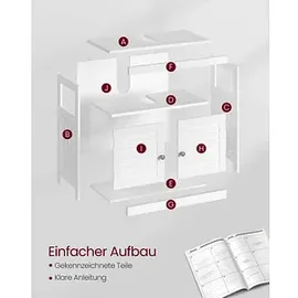VASAGLE Waschtischunterschrank ohne Waschbecken BBC02WT weiß 60,0 x 30,0 x 60,0 cm
