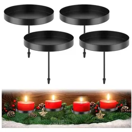 luxuskollektion 6er Set Kerzenhalter Stabkerzen Schwarz Metall Adventskranz