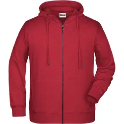 Men's Zip Hoody | carmine-red-melange | 5XL - carmine-red-melange