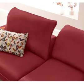 W.Schillig Ecksofa "enjoy&MORE, mit tollem Sitzkomfort, elegant und bequem, L-Form", rot (ruby rot z59), B:294cm H:87cm T:185cm, Chenille-Flachgewebe R66 (85% Polyester, 15% Nylon);Longlife Xtra-Leder Z59: Glattleder mit modischer Prägung.