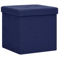 VidaXL Hocker mit Stauraum Blau Leinenoptik