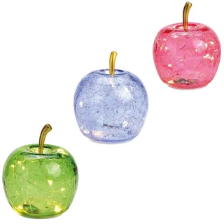 Wurm LED Deko Apfel Glas mit Licht LED Timer Dekoapfel Lampe Leuchte