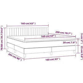 vidaXL Boxspringbett mit Matratze & LED Dunkelgrau 160x200 cm Stoff