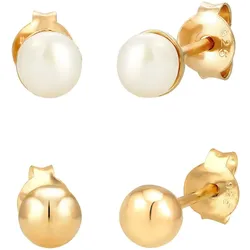 Elli Stecker Set Kugel Süßwasserzuchtperle 925 Silber Gold Damen 