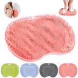 Fußbürste für die Dusche, Rutschfestes Silikon Massage Pad, Rückenschrubber für Dusche, Rückenbürste, Wäscher Massagegerät Dusche mit Rutschfesten Saugnapf, Reinigt, Peeling (Rot)