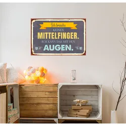 Metallbild QUEENCE "Mittelfinger", gelb (farbe bild(er): gelb), B:45cm H:30cm, Stahl, Metall, Bilder, Stahlschilder