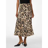 Y.A.S Midirock "YASPELLA HW MIDI SKIRT S. NOOS", Damen, Gr. L (40), schwarz (schwarz aop:leo print), Web, Obermaterial: 97% Polyester, 3% Elasthan, animal-print, regular fit wadenlang, Röcke