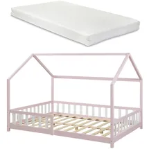 [en.casa] Hausbett Hesel 120 x 200 cm Kiefer rosa
