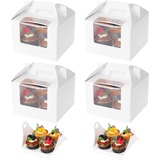 Coptiner 25 Stück Cupcake Box 4er, Cupcake Muffin Box mit Fenster und Einsätzen Cupcake-Box Kuchenboxen für Muffins Gebäck Cupcakes Kuchen Kekse