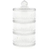 Almina 3-stöckige Glasschale mit Deckel Transparent Riffle Design