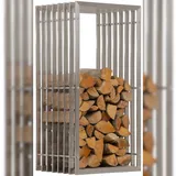 deluke Kaminholzregal Edelstahl 40 x 50 x 100 cm Silber